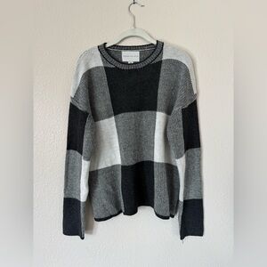 Paper Crane Colorblock Knit Pullover Gray + White M